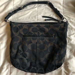 Black canvas monogram Coach bag